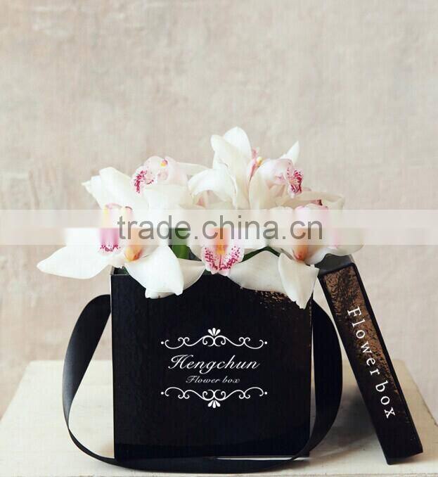 High quality black round flower boxes with ribbon