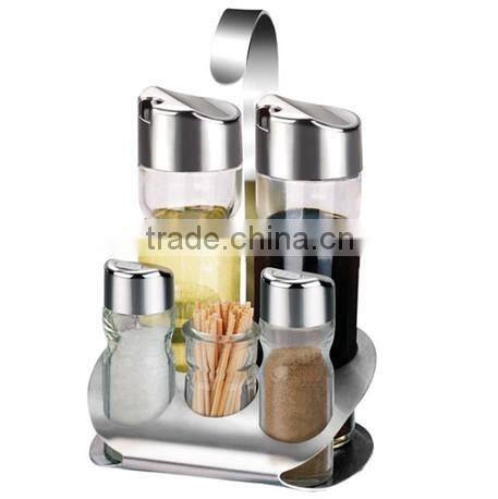 glass stainless steel condiment glass oil & vinegar dispenser holders jar