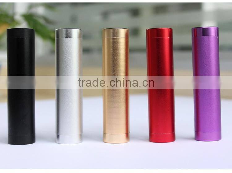 Gift metal cylinder 2200mah led light power bank portable charger