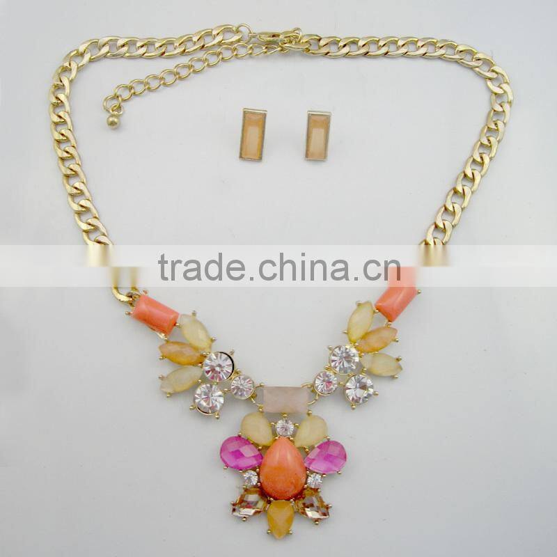 Latest design fashion stylish fake white stone jewelry set