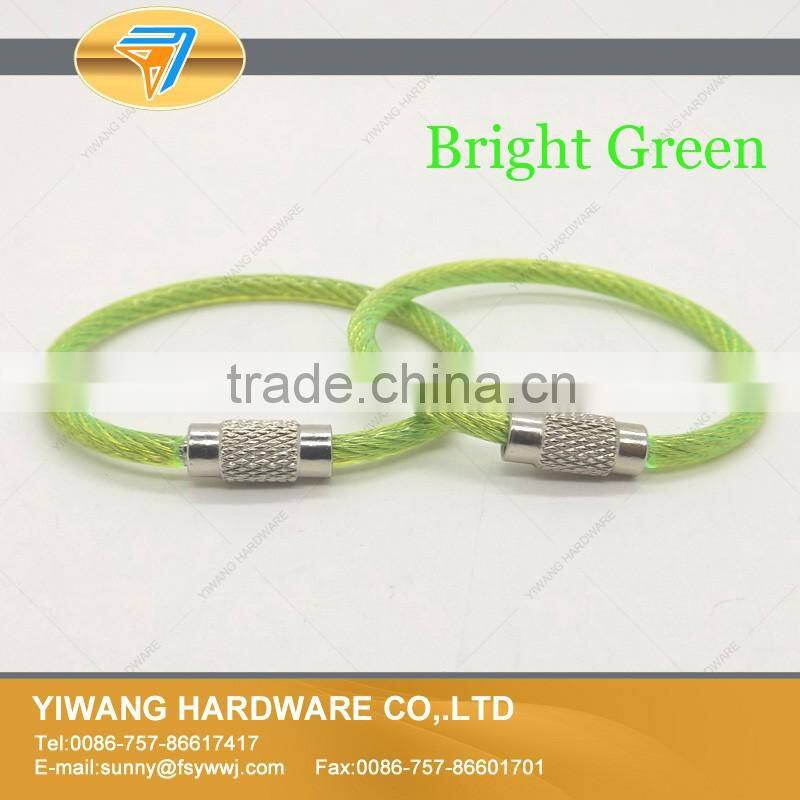 Outdoor Hiking Bright Green Stainless Steel Wire Key Ring