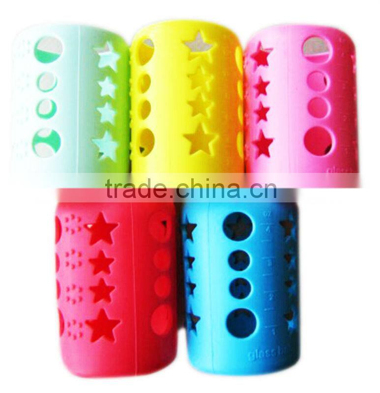 2016 Famous Glass Water Bottle Silicone Sleeve and Silicone Cap For Wholesale,BPA Free Glass water bottle with silicone sleeve