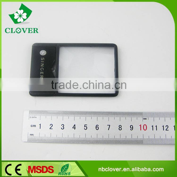 Card shape plastic reading magnifier with led light for elderly