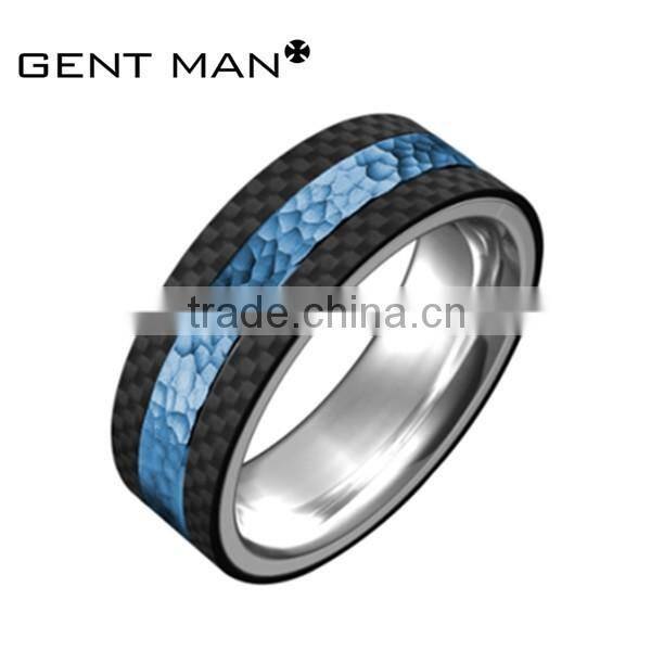 2016 newest men's gold hammer surface cobalt chrome carbon fiber ring