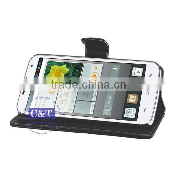 C&T 2015 New Fsahion Best Sell Flip Leather Wallet Cover for Huawei Ascend G730