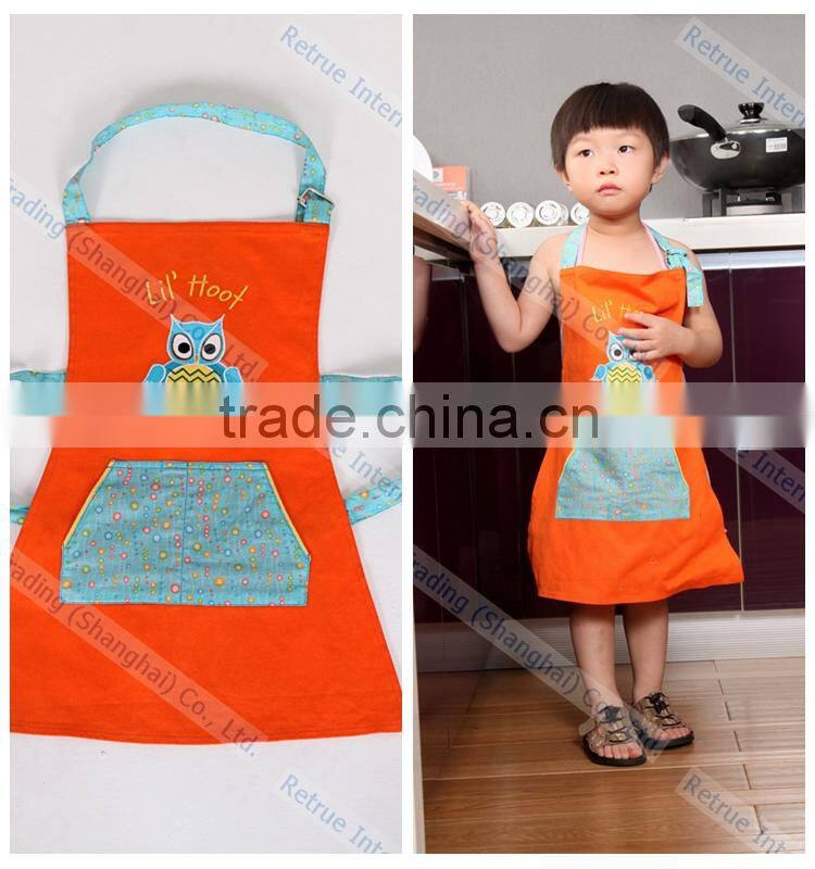 Eco-Friendly Cotton Embroidery Orange Kitchen Cooking Promotion Kids Apron