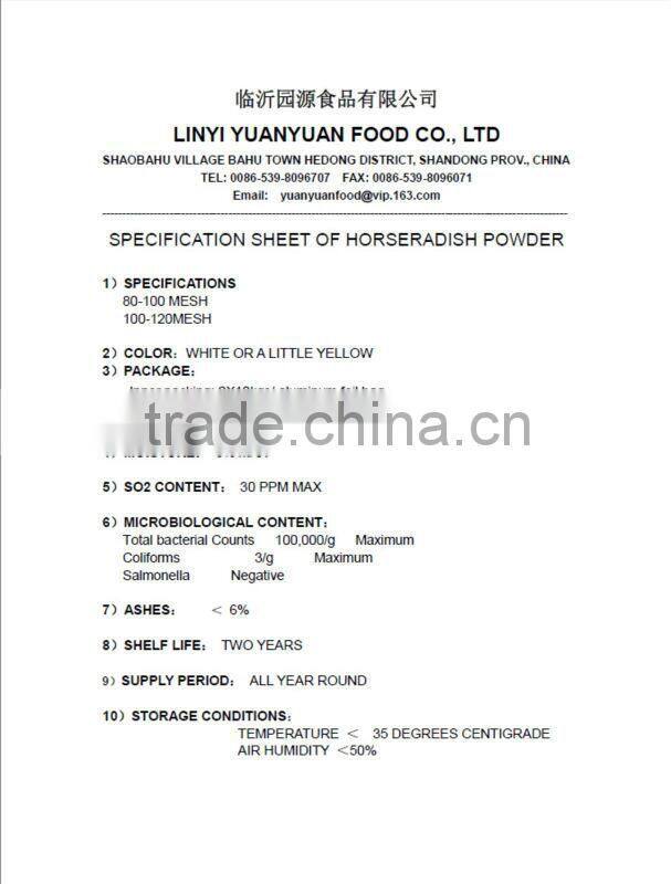 New crops white dried horseradish powder
