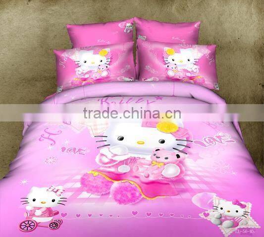 hello kitty children room decoration 3-4pcs 100% cotton bed sheet quilt cover pillow cover bedding set