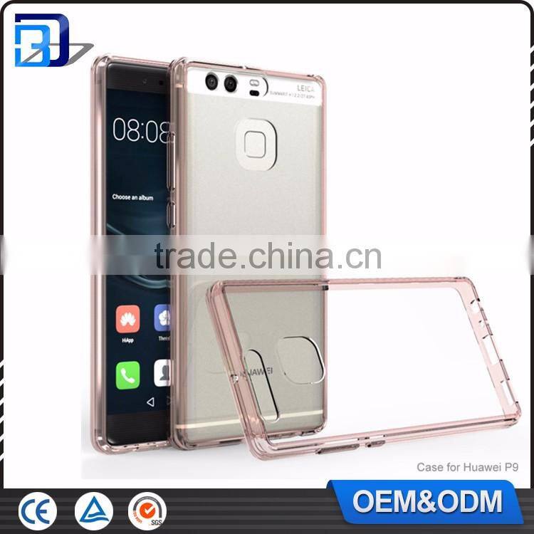 Mobile Accessories Ultra thin Acrylic Clear Hard Case Back Panel with TPU Bumper Cover for Huawei P9 Clear Case China Wholesale
