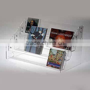 Factory Wholesale cheap magazine rack fashion acrylic display holder for magazine Plexiglass book rack
