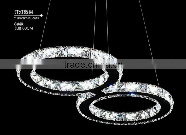 Noble 24W Transparent LED Crystal Hanging Lights Pendant Lighting Fixture For Indoor Decor 110-240V AC