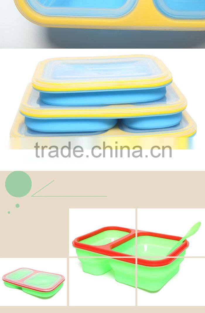 2 Blocks Lunch Box Kids Food Container Soup Cup Spoon Microwaveable Dinnerware Set
