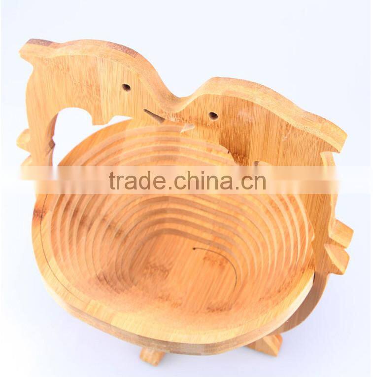 Woven Food Bread Storage Bamboo Wood Folding Fruit Picking Basket