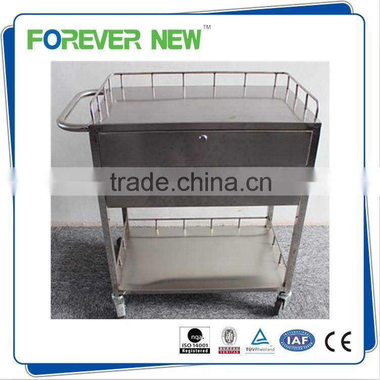 YXZ-A025 stainless steel emergency metal trolley,price for hospital dressing trolley