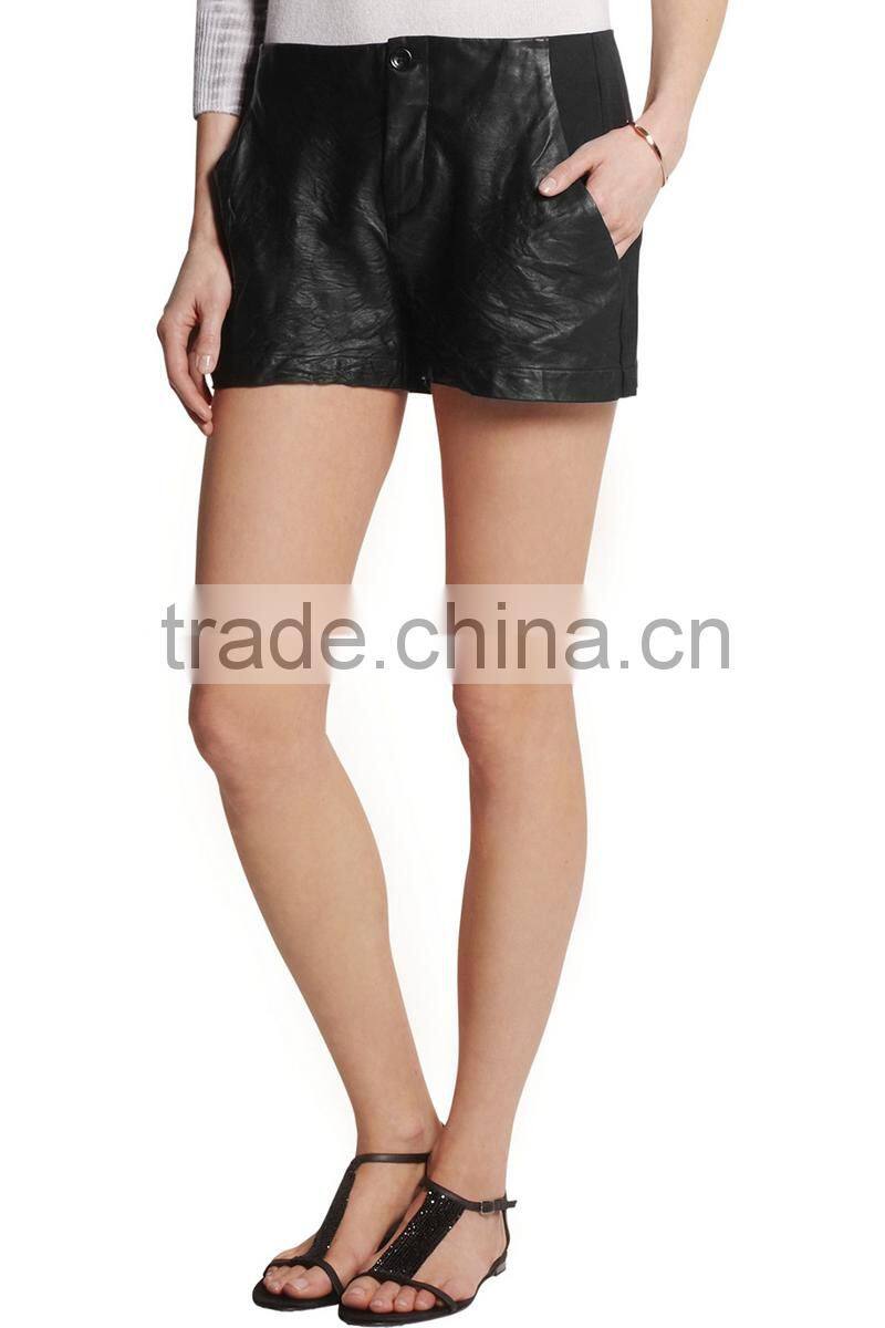 2014 Summer hot sale young ladies and women sexy shot pants party girls black leather hot shorts