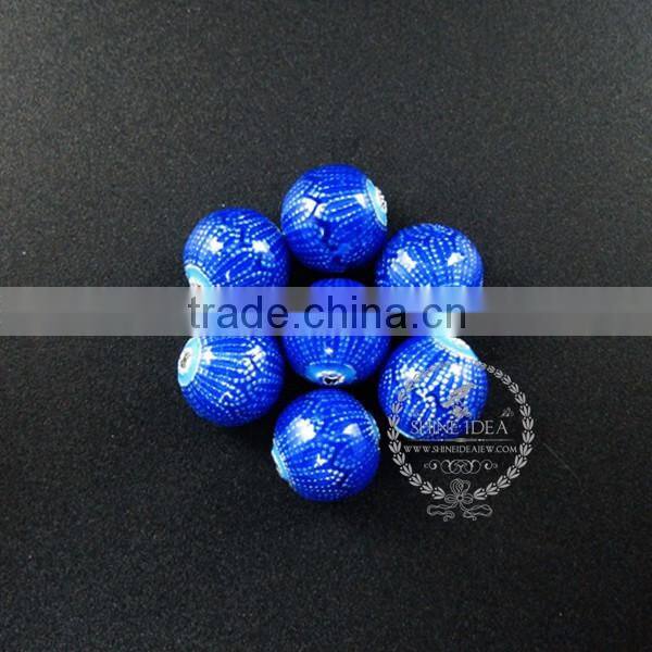 12mm brass blue enameled beads metal beads DIY bacelet jewelry supplies 3000039
