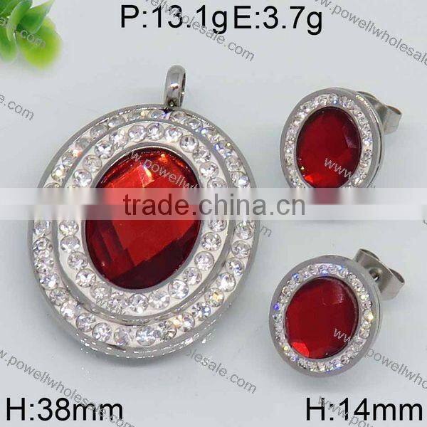 New Arrival Good quality wholesale silver diamond colorful jewelry set