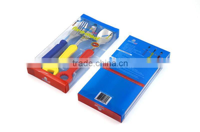 safe colorful stainless steel baby cutlery set