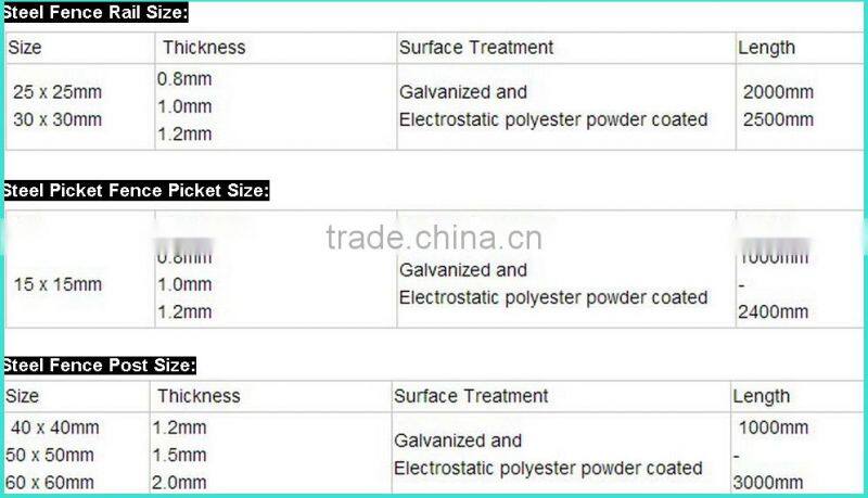 free sample steel spear top metal fence picket design