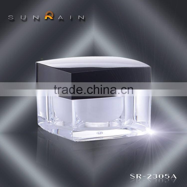 Square plastic acrylic jar cosmetic 15 30 50