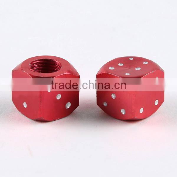 Universal Motorcycle 2X Red Dice Tyre Tire Valve Stem Caps Aluminum 12*8mm