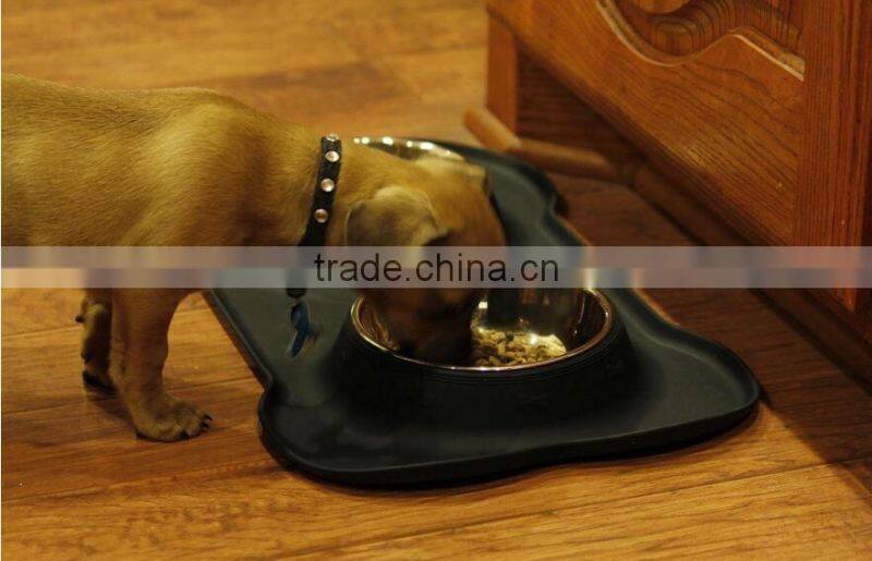 Stainless Steel Dog Bowl with No Spill Non-Skid Silicone Mat