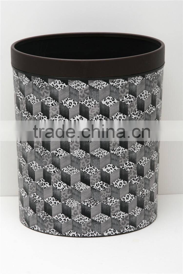 Plastic Leather Medium Semi Round Trash Can Wastebin 9L
