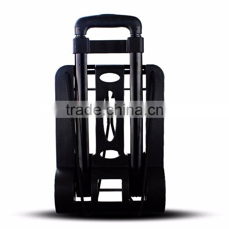 Mini Folding Shopping Cart with 2 Wheels/Lightweight Black Iron Alloy Folding Luggage Cart/ Portable Hand Trolley