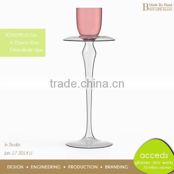 Fashional Designed Long-Stemmed Glass Candle Holder
