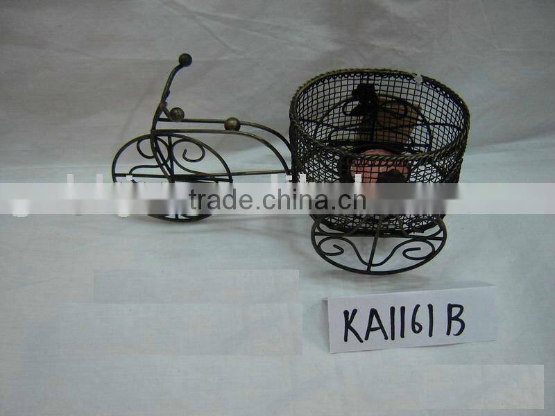 Black iron wire car shaped wine bottle basket home decor