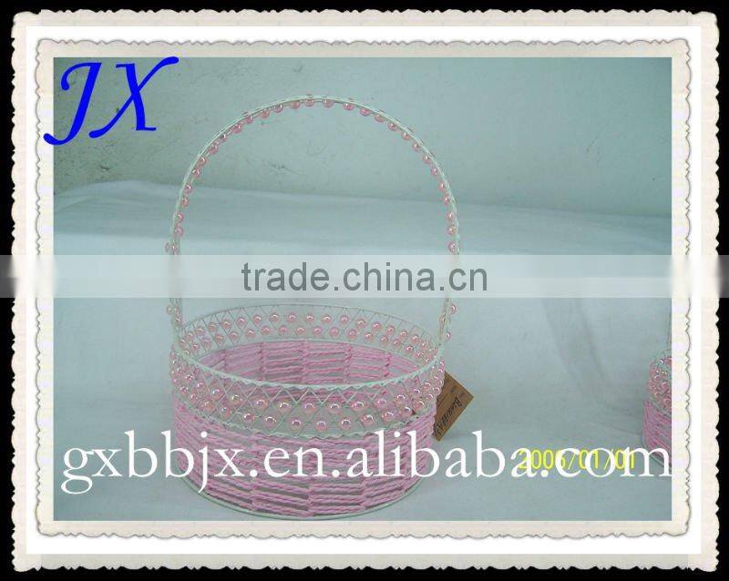 paper rope beads hanging adorn article basket with handle
