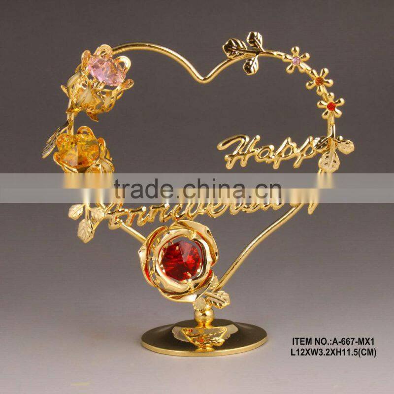 Beautiful 24K gold plated Heart Figurine with Swarovski Elements