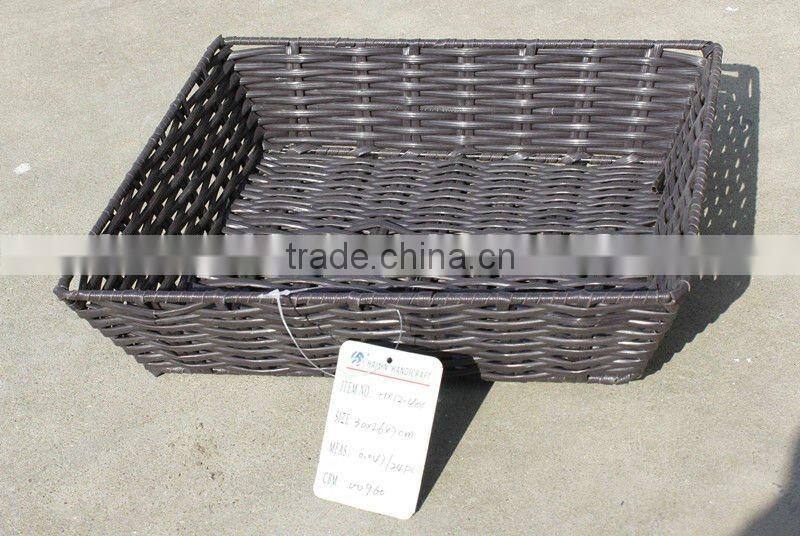 Customized plastic woven hamper with handle