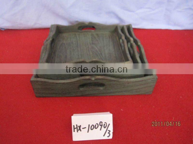 storage carbonize wooden serving tray ,wooden fruit tray for sale