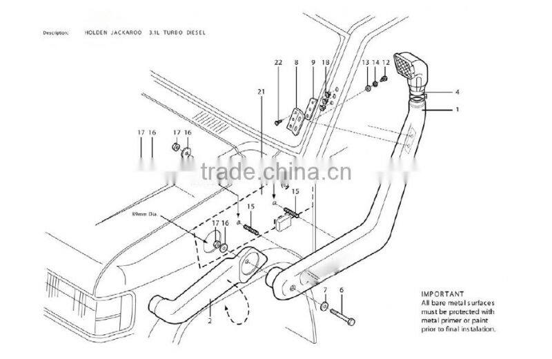 off road 4*4 car snorkel for pick-up D-MAX