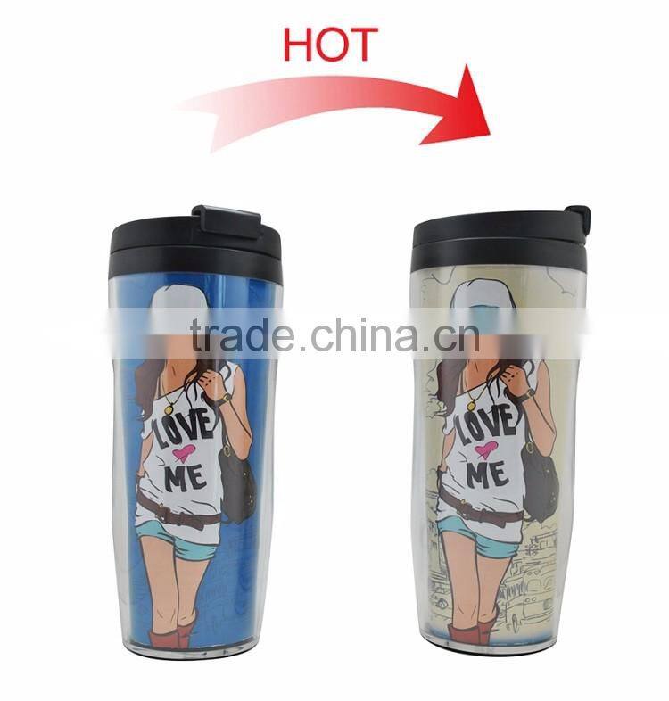 12oz Double Wall Plastic Travel Magic Mug with Custom Printing