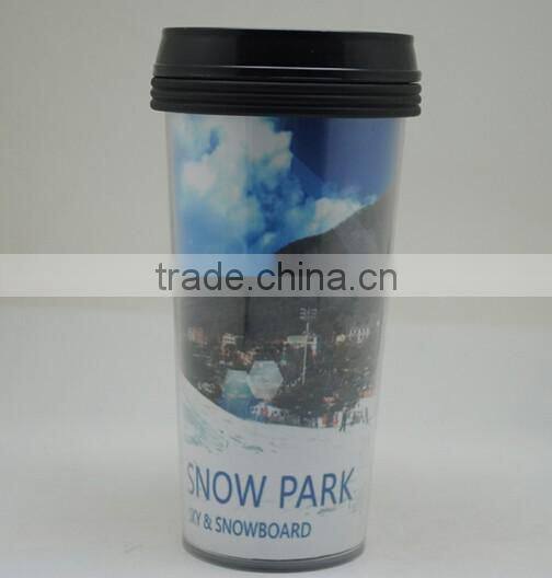 16 OZ Plastic Double Wall Travel Mug Tumbler With Photo Insert