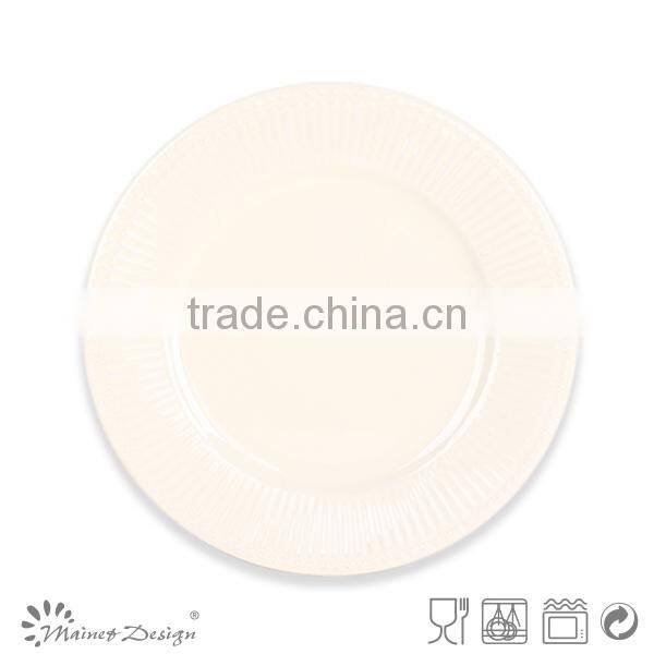 16pcs beige elegant round emboss dinner set