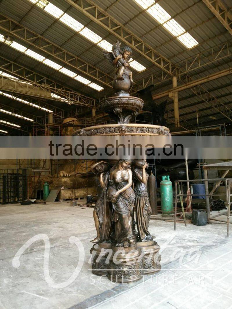 alibaba Supplier outdoor garden decoration sexy lady metal bronze fountain