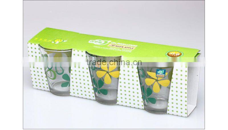 Glass Gift Cups Colorful Decal Glass Children Present Printed Drinking Glass