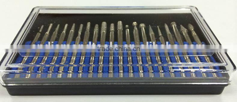 20pcs/set 3mm shank Rotary Diamond Pointer Bit Set Ni Coated