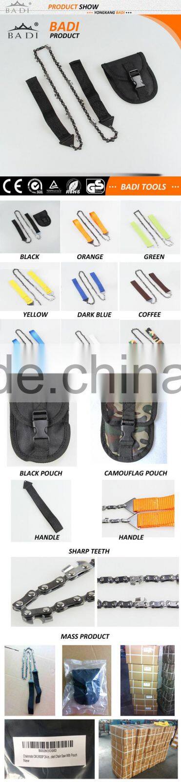 24'' survival protable pocket hand saw chain with pouch