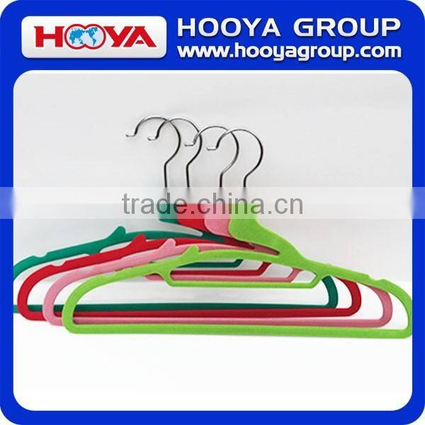 50PCS SET Classiscal Colourful Plastic Velvet Flocking Clothes Hanger for shirt and suit