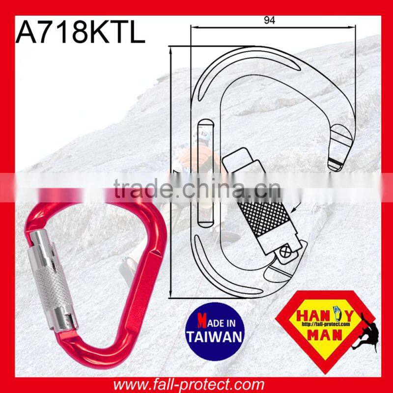 HMS Type Rock Mountaineer Climbing 22KN Aluminum Carabiner For Rescue