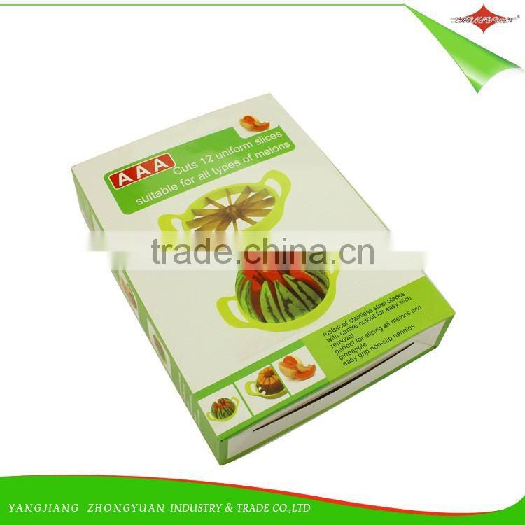 ZY-F1482A wholesale manual stainless steel watermelon slicer cutter with double plastic handle