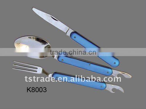 2014 Picnic multi pocket stainless steel barbecue tool set outdoor tableware(K9003-1)