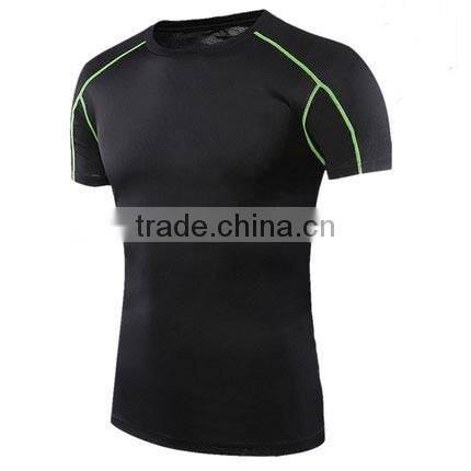 100% polyester Men fake V-neck cycling gym t-shirt custom dry fit t-shirt