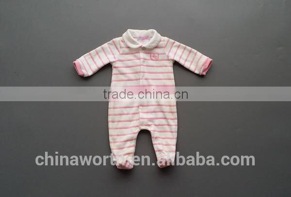 yarn dyed velvet romper for baby, baby winter romper