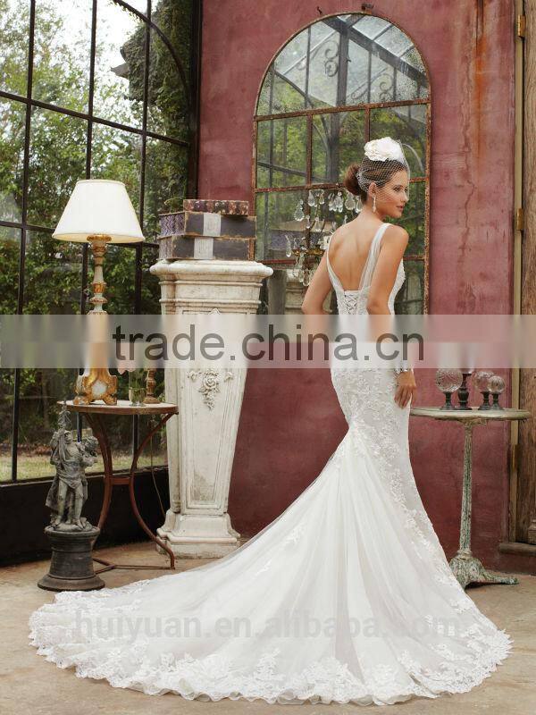 sexy deep v neck strap lace mermaid personalized wedding apparel