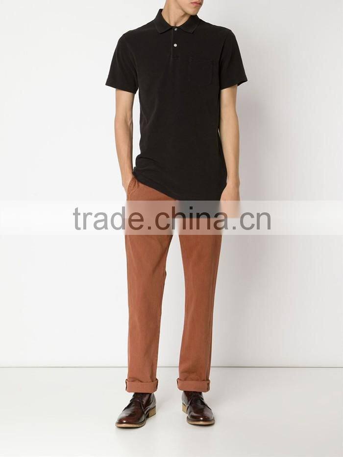 Black cotton classic uniform polo shirt for men